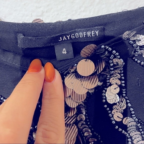 𝅺JAYGODFREY 4 XS Sm gorgeous designer couture hand beaded skirt crystal beads - Picture 6 of 11